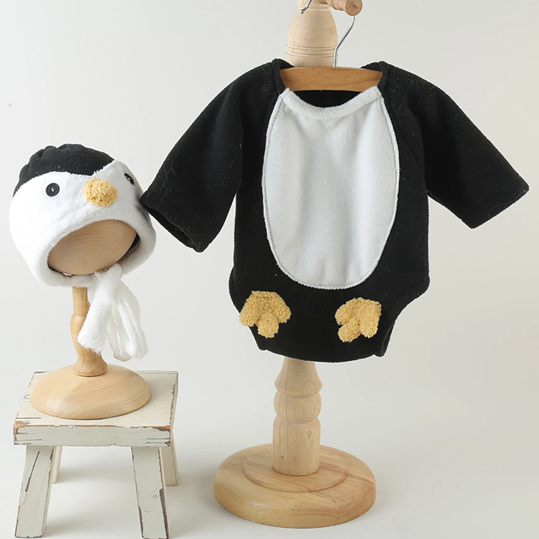 Baby Soft Fabric Sewing Penguin Style Costume Newborn Photography Props Baby Animal Outfit Photography Accessories Photo Prop