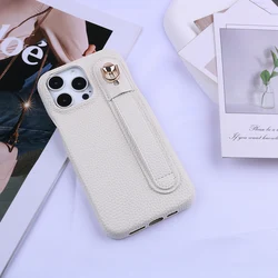 iPhone 16 Pro Max 16 Plus 다기능 유행 안티 가을 커버에 대한 고급 PU 가죽 손목 스트랩 전화 케이스