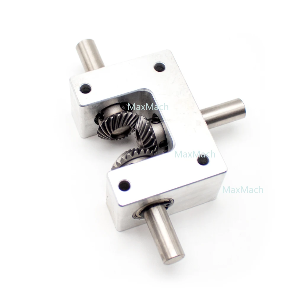 

90 Degree Differential Assembly Gearbox 1:1 Spiral Bevel Gear Small Dual Output Shaft Angle Converter Shaft Diameter 6/8/10MM