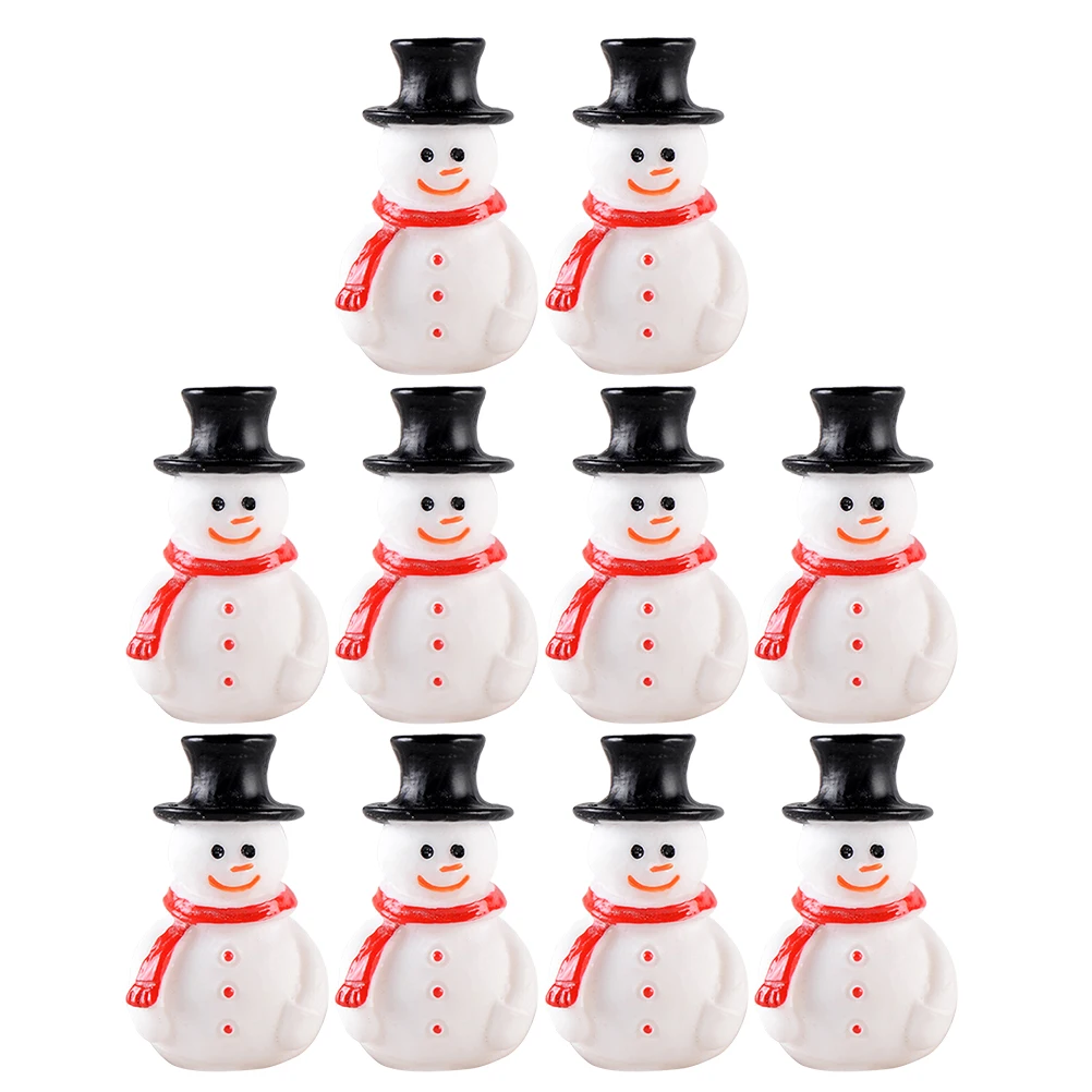 

10Pcs Resin Snowman Decorations Small Festive Ornaments for Christmas Party Favors Home Office Interior Holiday Theme Setup