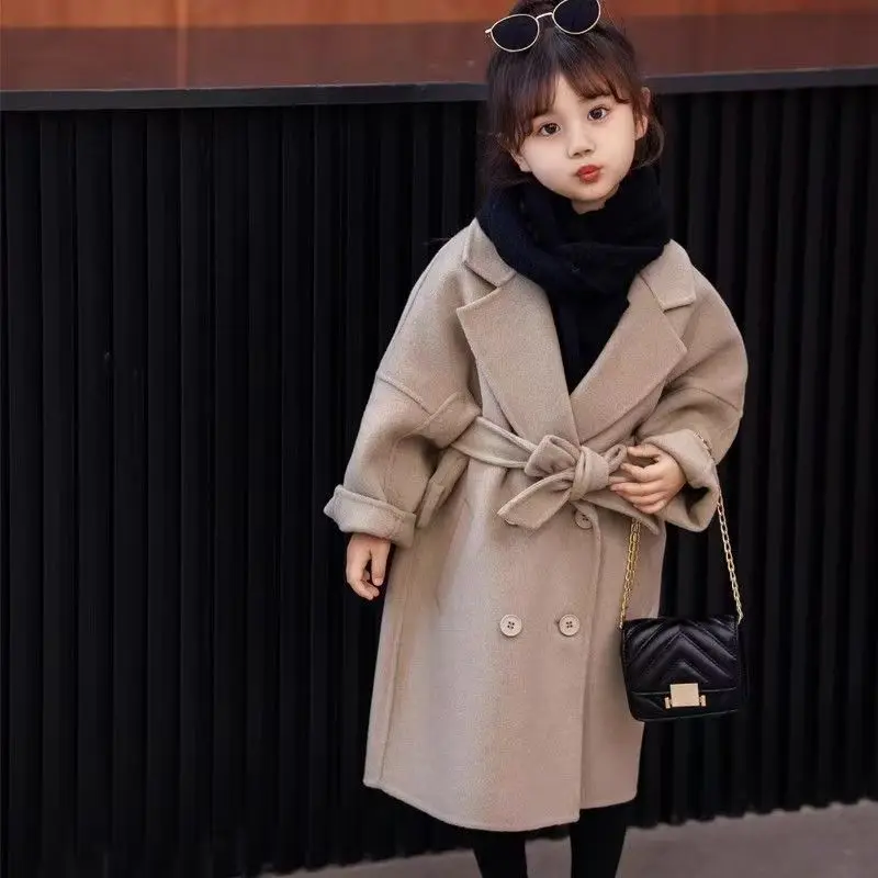 2026 Childrens Winter Warm Suitable Velvet Wool Coat Girls Winter Wool Korean Medium Large Wool Outerwear