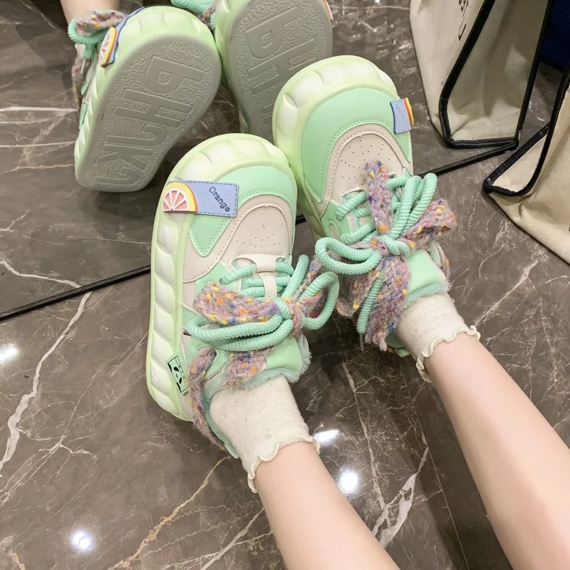 Thick Bottom Sponge Cake New Trend Color Shoes Sneaker Student Korean Versatile Flat Board Shoe Women Aesthetic Kawaii Sneakers