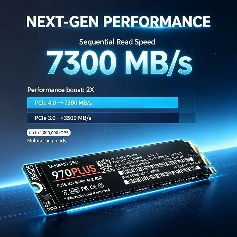 Original 970 PLUS 7300MB/s Internal M.2 NVMe SSD PCIe Gen4.0 X4 TLC 3D NAND 1TB 2TB 4TB 2280 Gaming Drive For PS5 PC Laptop