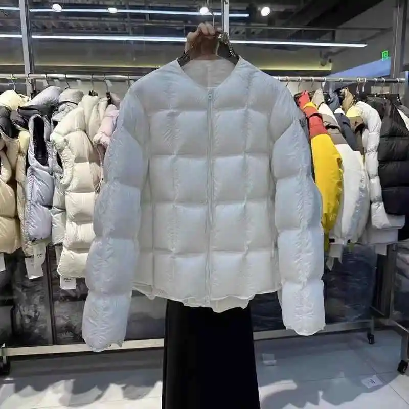 Cappotto in cotone da donna 2025 edizione coreana nuova giacca autunno inverno tinta unita girocollo moda cappotto caldo spesso Parka soprabito
