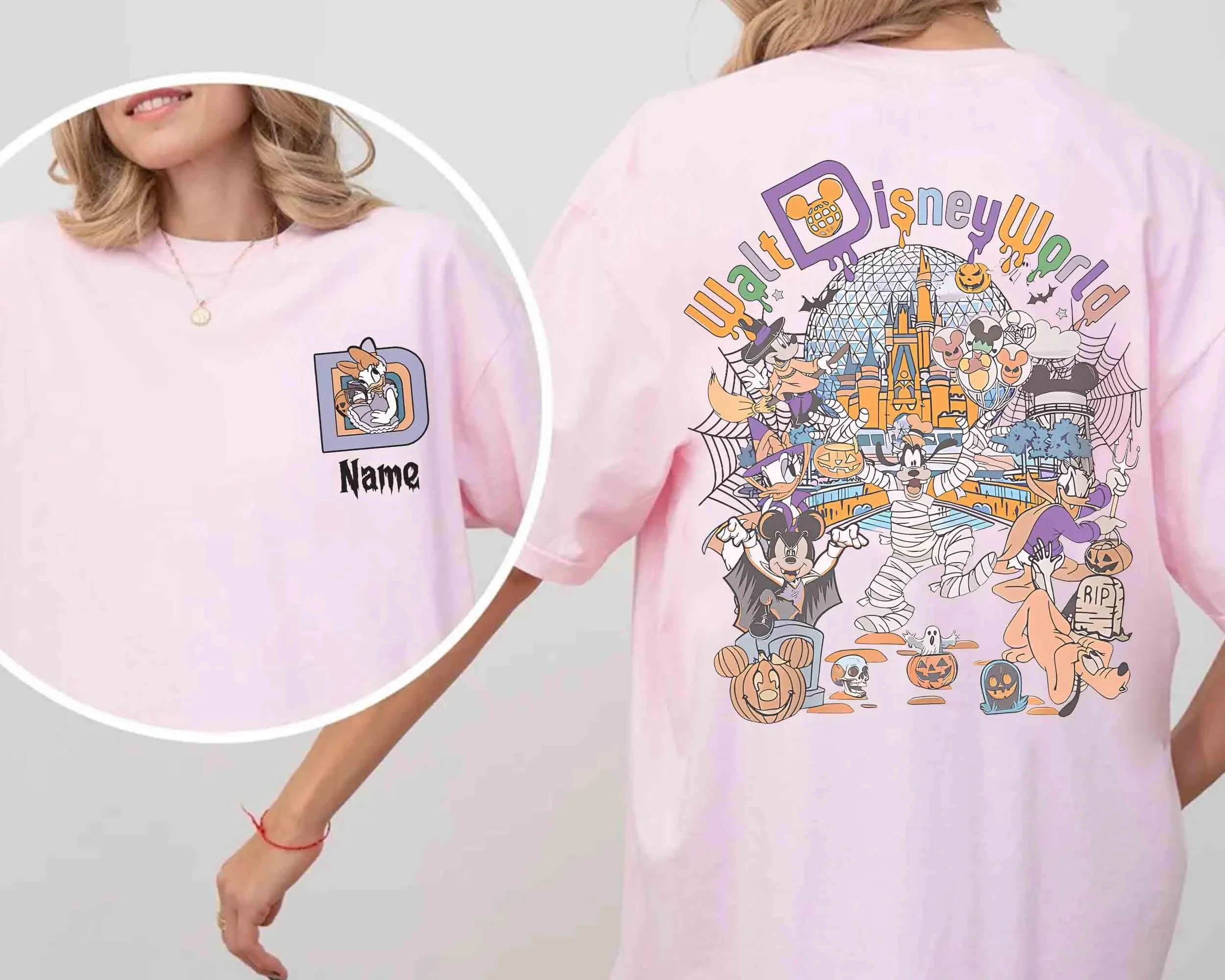 تي شيرت ديزني ميكي آند فريندز والت ديزني وورلد للهالوين على شكل يقطين ميكي دونالد جوفي بلوتو #2