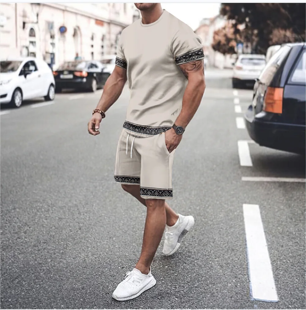 Sets Streetswear Male Tshirt Set Summer Beach Luxury 3D Printing Men Tracksuit Men\'s Oversized Clothing T-shirt Shorts Outfits