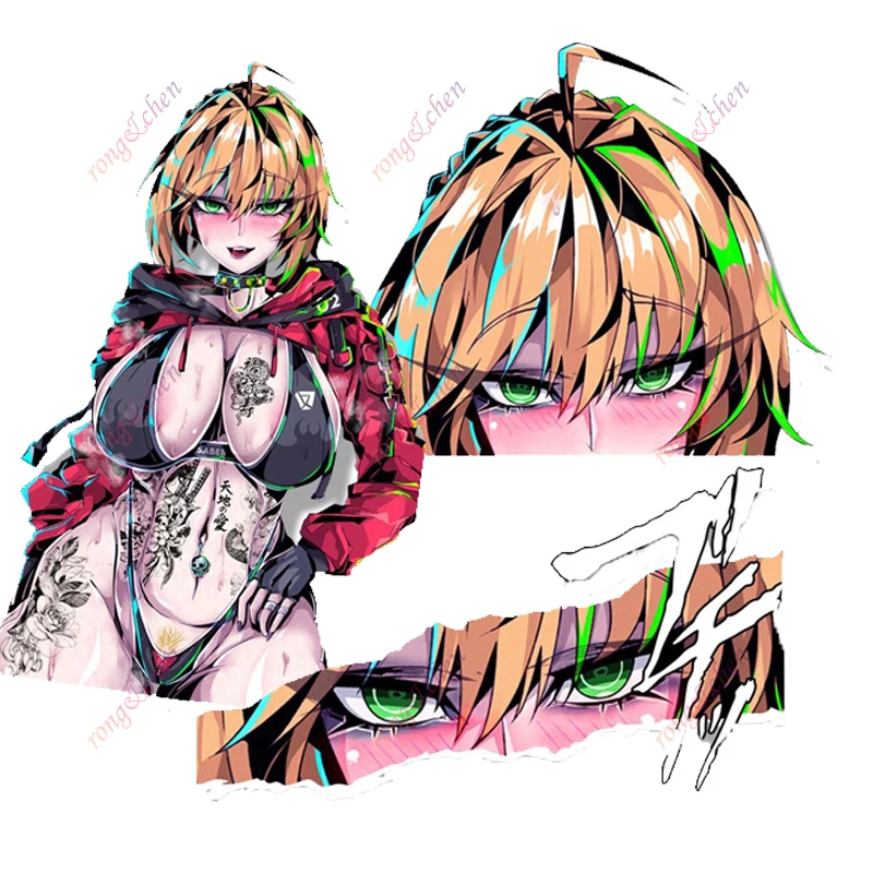 Street Queen Car Sticker Ahegao Saber Artoria Pendragon Fanart for Car Motorcycle Racing Helmet Laptop Trunk Body PVC Decals