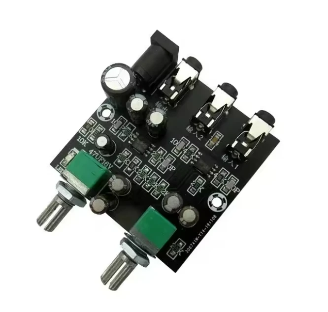 HiFi 2Way 2CH 2 in 1 out Stereo Audio Signal Mixer Multi-Channels Mixing Board for reverb amplification Headset Amplifier