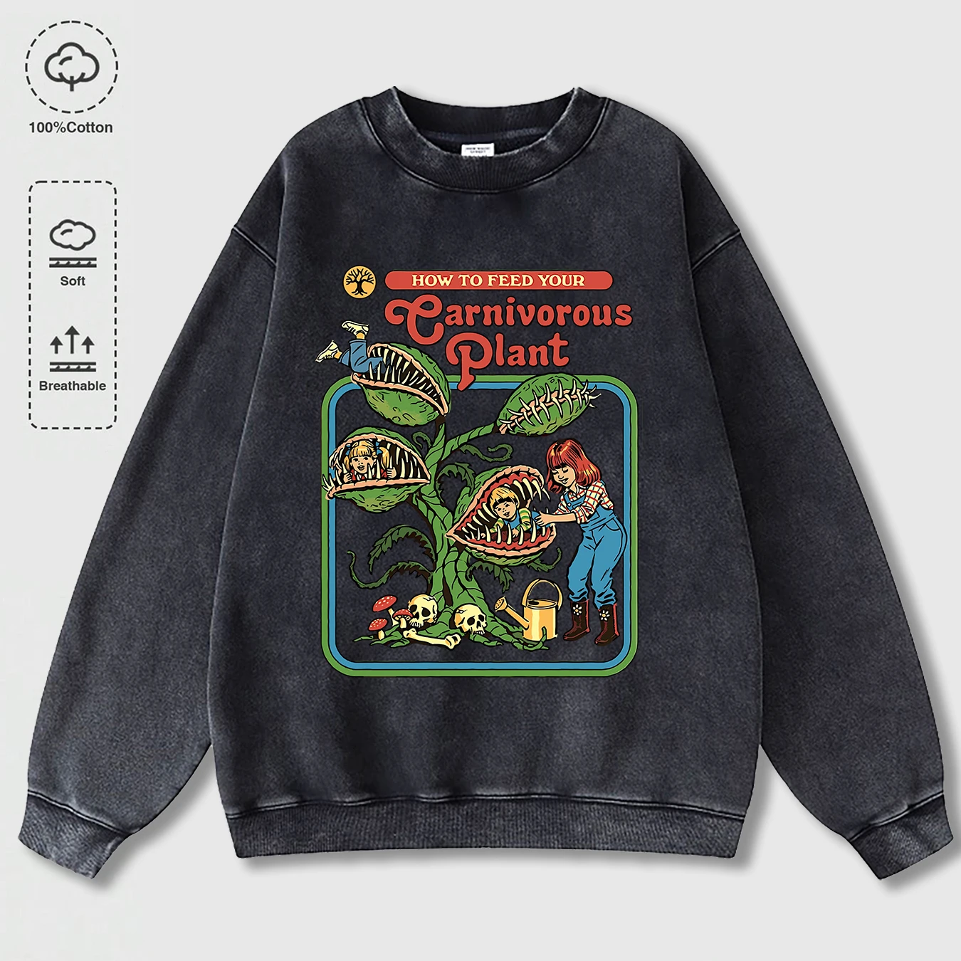

Earnivorous толстовка с принтом растений для мужчин, повседневная толстовка с капюшоном, модная универсальная хлопковая одежда, осенний винтажный пуловер