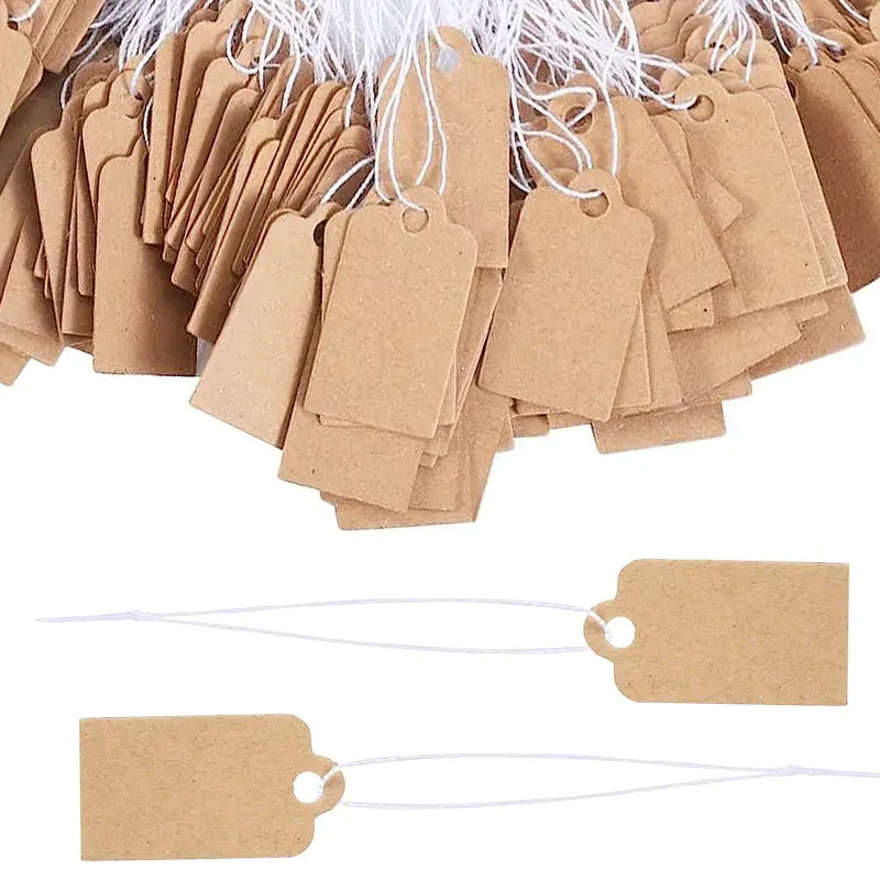 100pcs 2.6x1.5cm Jewelry Handmade Price Kraft Paper Labels Garments Items Blank Cards Hang Tags Price Promotion Display Cards