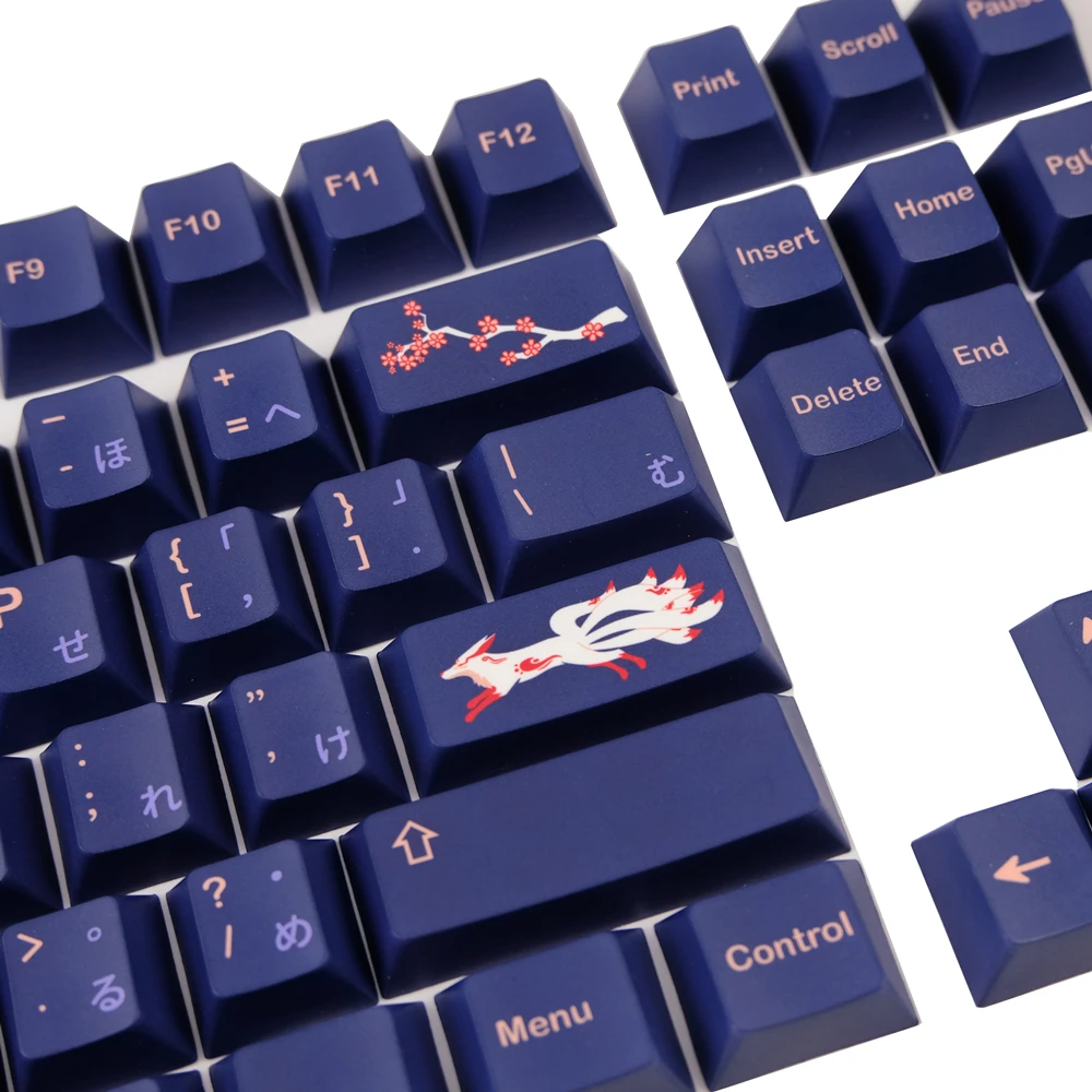 Imagem -05 - Gmk Kitsune Clone Keycap Perfil Cereja Japonês Conjuntos de Tintura-sublimação Pbt Iso Enter para Gk61 Rk87 Teclado Mecânico 142 Teclas