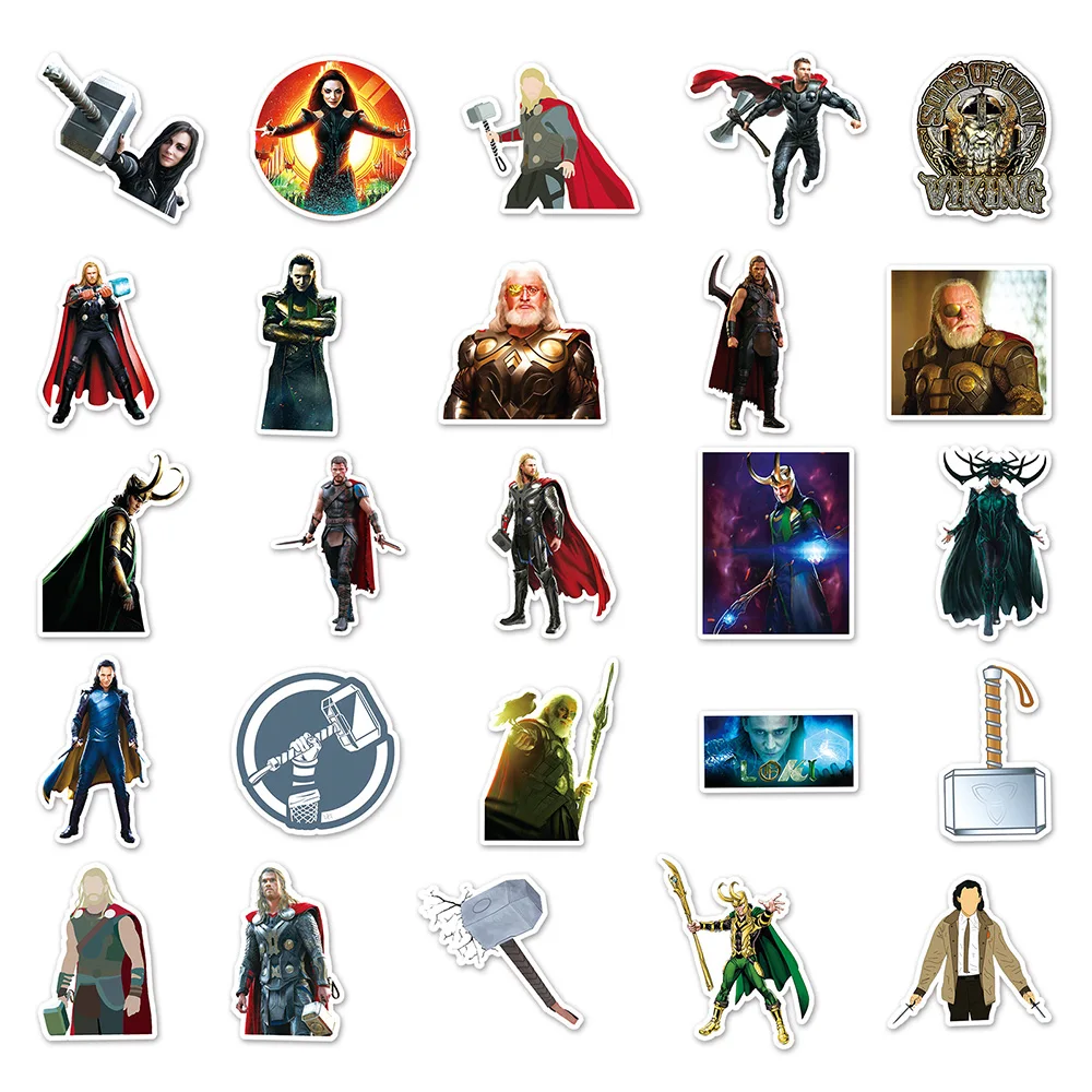 10/30/50pcs Disney Cartoon Movie Thor Stickers Graffiti Luggage Skateboard Laptop Stationery Waterproof Kids Cartoon Toy Decals