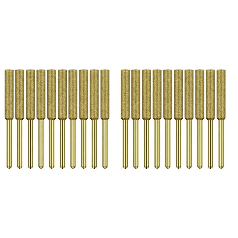 

ABKS-20 Pcs Electric Chainsaw Sharpener Stone Burr Grinding Stone File,Titanium Plated Diamond Sharpening Wheels (4.0Mm)