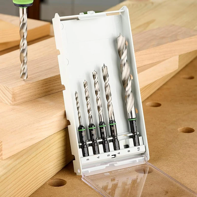 FESTOOL 577396 BKS SYS3 D3-10 CE/W Bohrer-Set mit Aufbewahrungskoffer, Spiralbohrer, starkes, langlebiges Werkzeugzubehör