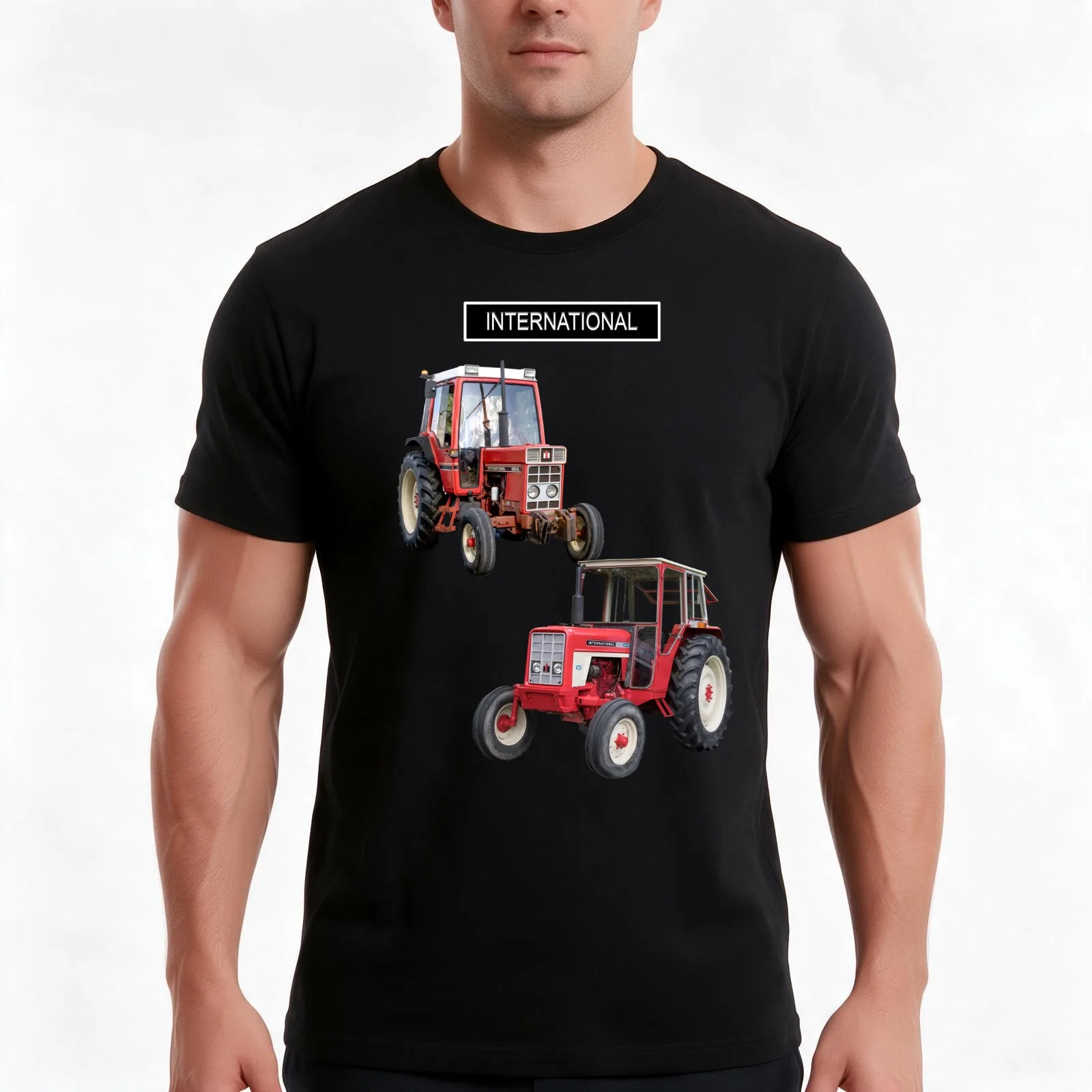 red tractor restoration T-Shirt, Summer Casual Cotton Tee, Oversized Streetwear Tops, Vintage Graphic Print, Unisex Men Women