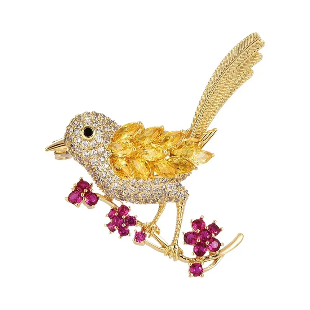 Crystal Colorful Rhinestone Auspicious Magpie Bird Brooches for Women Good Luck Badges Chinese Style Party Brooch Pins Gift