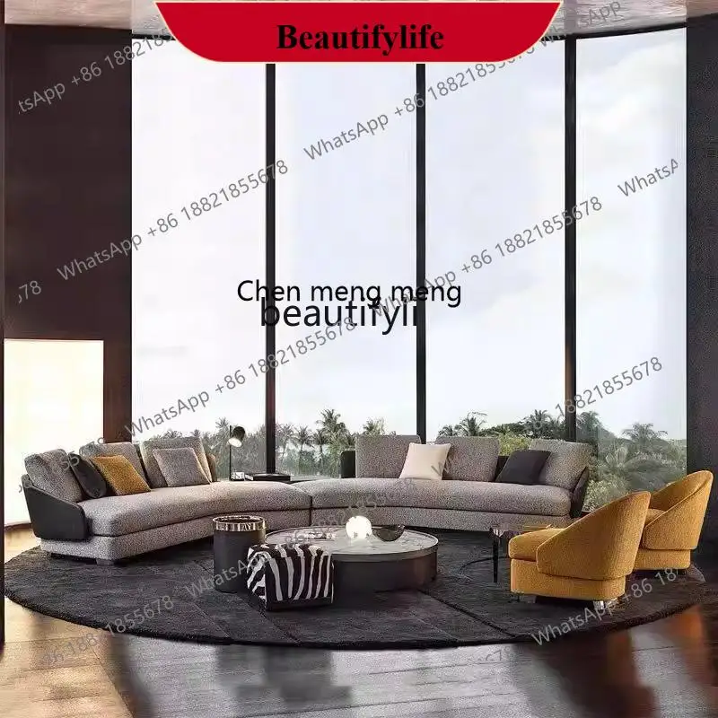 z183 Italian minimalist light luxury semi-curved sofa, combined sofa, cotton and linen sofa