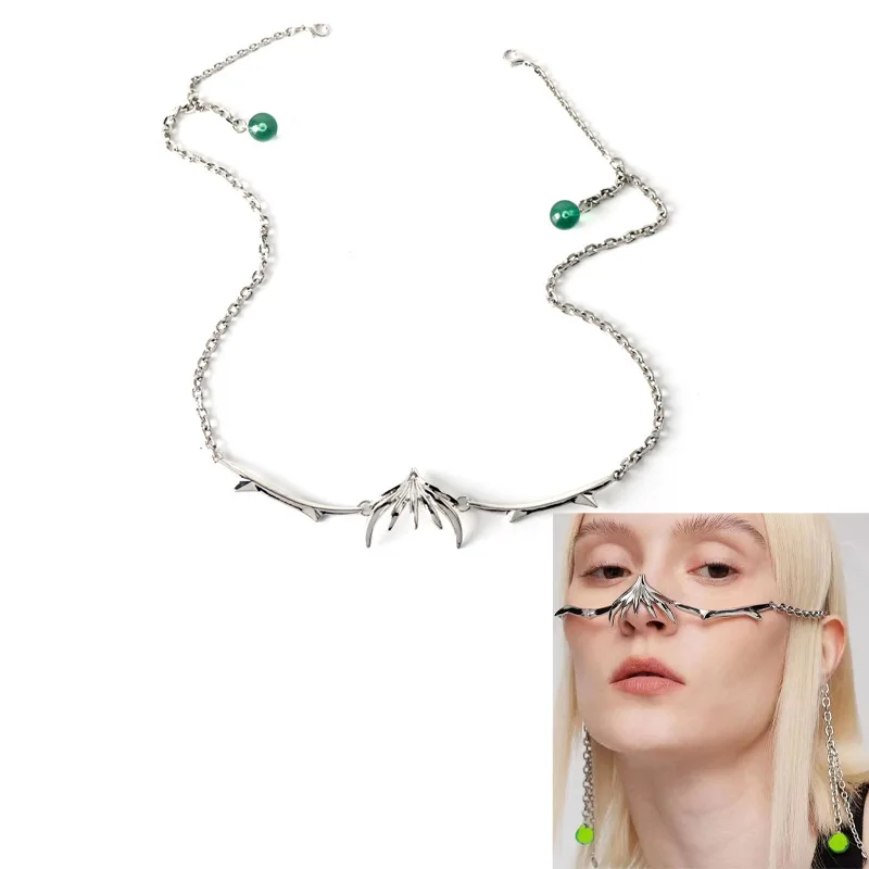 Decorazione per il viso fluido alieno in stile punk Decorazione per il naso Maschera meccanica per lama di sangue Maschera per feste con ballo di Halloween