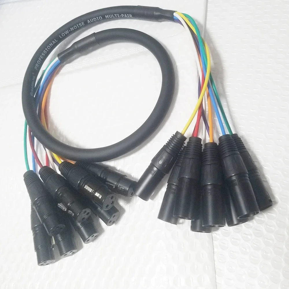M/F 8チャンネル スネークケーブル 8ペア オス-メス 3ピンXLRバランスケーブル