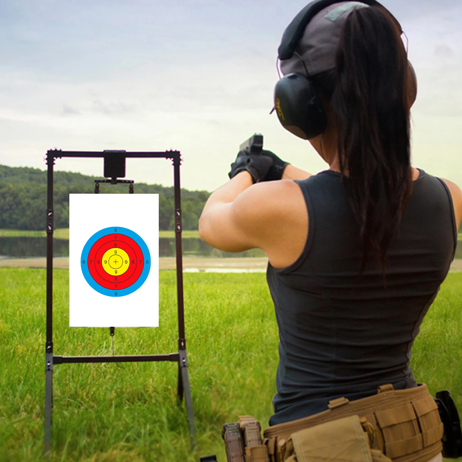 20 шт. 6-дюймовые трехцветные кольца с цифровой концентрацией, наклейки для стрельбы по мишеням, наклейки для тренировки мишеней, этикетки для стрельбы по мишеням (можно использовать для реальной практики пистолета и пневматического оружия)