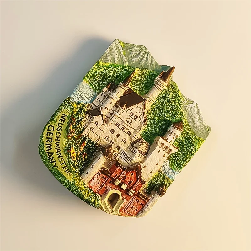 Fashion Painted Refrigerator Stickers Germany Neuschwanstein Castle Three-dimensional Scenery Travel Souvenirs Collection Gifts