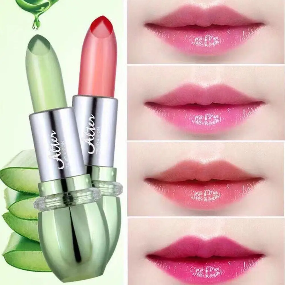 Aloe Vera Lipstick Lip Tint Color Changing Jelly Lipsticks Lip Balm Hydrating Moisturizing Lasting Makeup Lip Stick Cosmetic