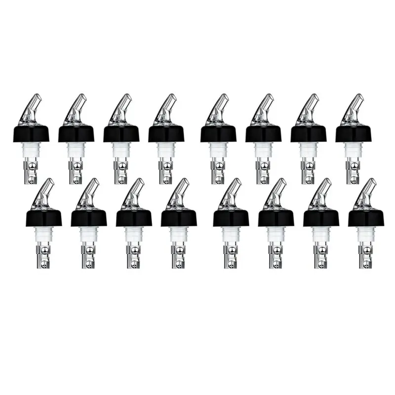 RALCA-16 Pieces Automatic Measured Bottle Pourer, Spout Bottle Pourer With Tail And Collar, Liquor Bottle Pourers 1 Oz/ 30 Ml