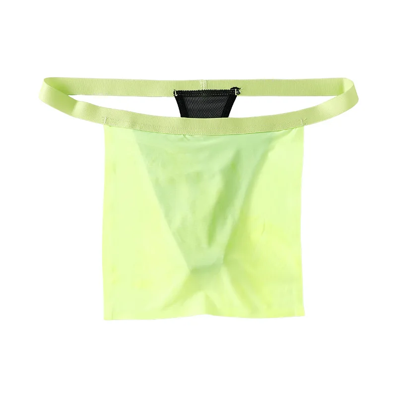Men Erotic Thong Japanese-Style Belly Wrap Design Separated Structure G-string Ultra-Thin Ice Silk Mesh Gays Sexy T Back Panties