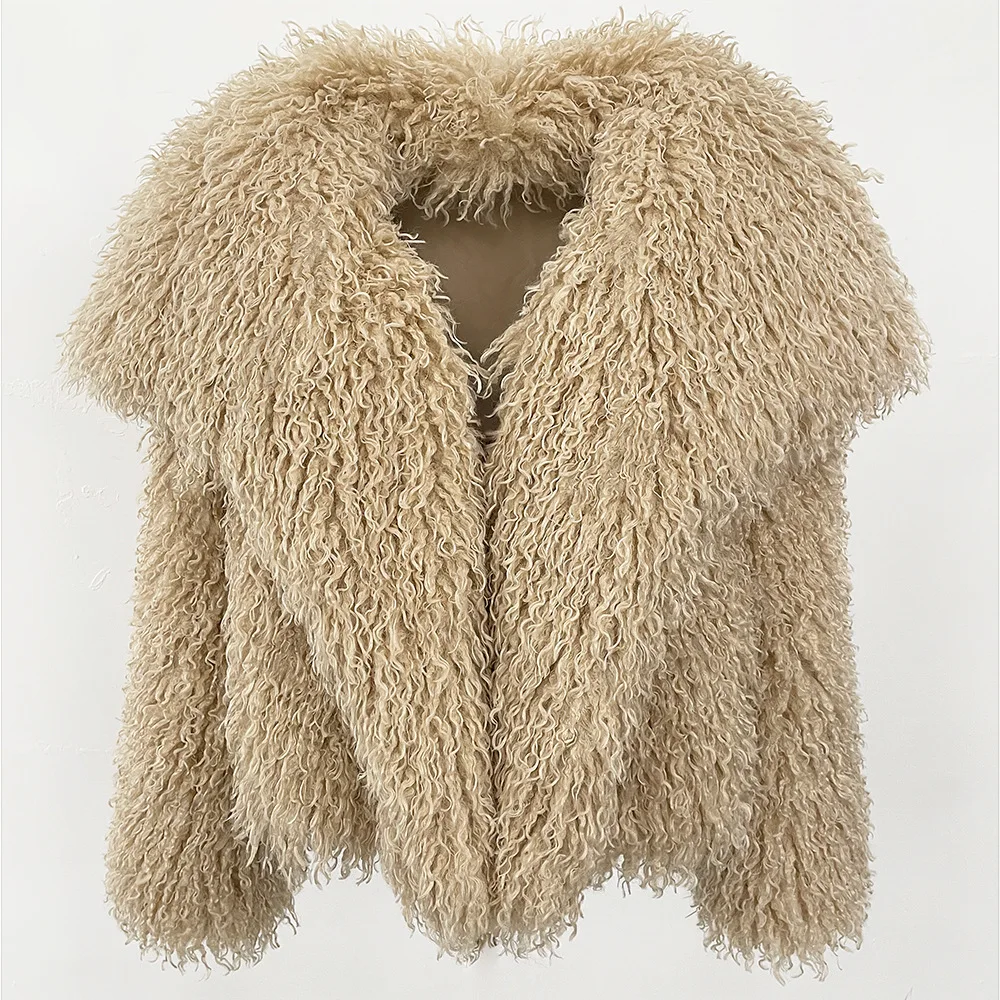 เสื้อโค้ทขนเฟอร์เทียมคุณภาพสูงสำหรับผู้หญิง ฤดูหนาว ปกใหญ่ ขนเท็ดดี้ ขนฟู หนานุ่ม  แบบอีโค่เฟอร์