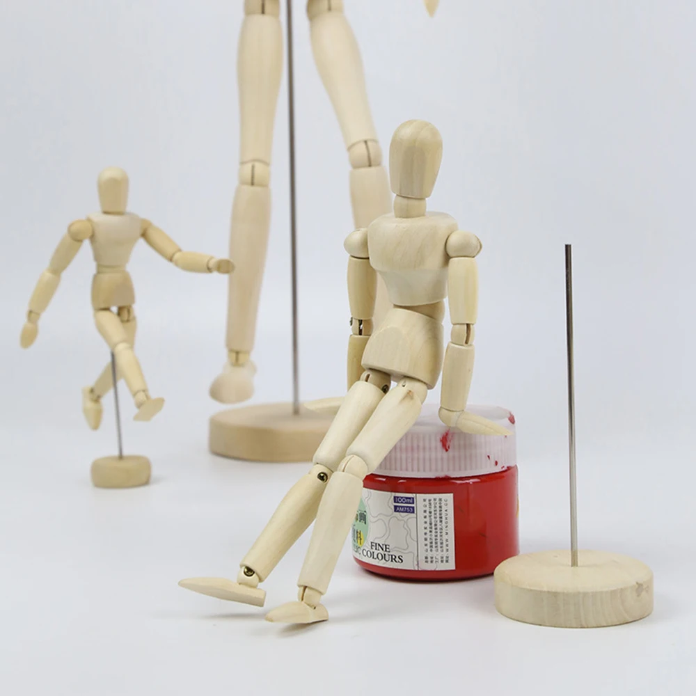 4.5/5.5/8/12/ Inch Wood Manikin Puppet Wooden Mannequin with Stand Artist Human Figure Articulated Model for Drawing or Desktop