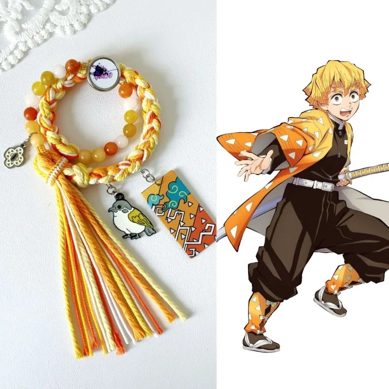 

Новый браслет Demon Slayer в стиле аниме из хлопковой веревки с двойным кругом, милый мультяшный браслет Танджиро, бабочка ниндзя Незуко, креативный модный браслет