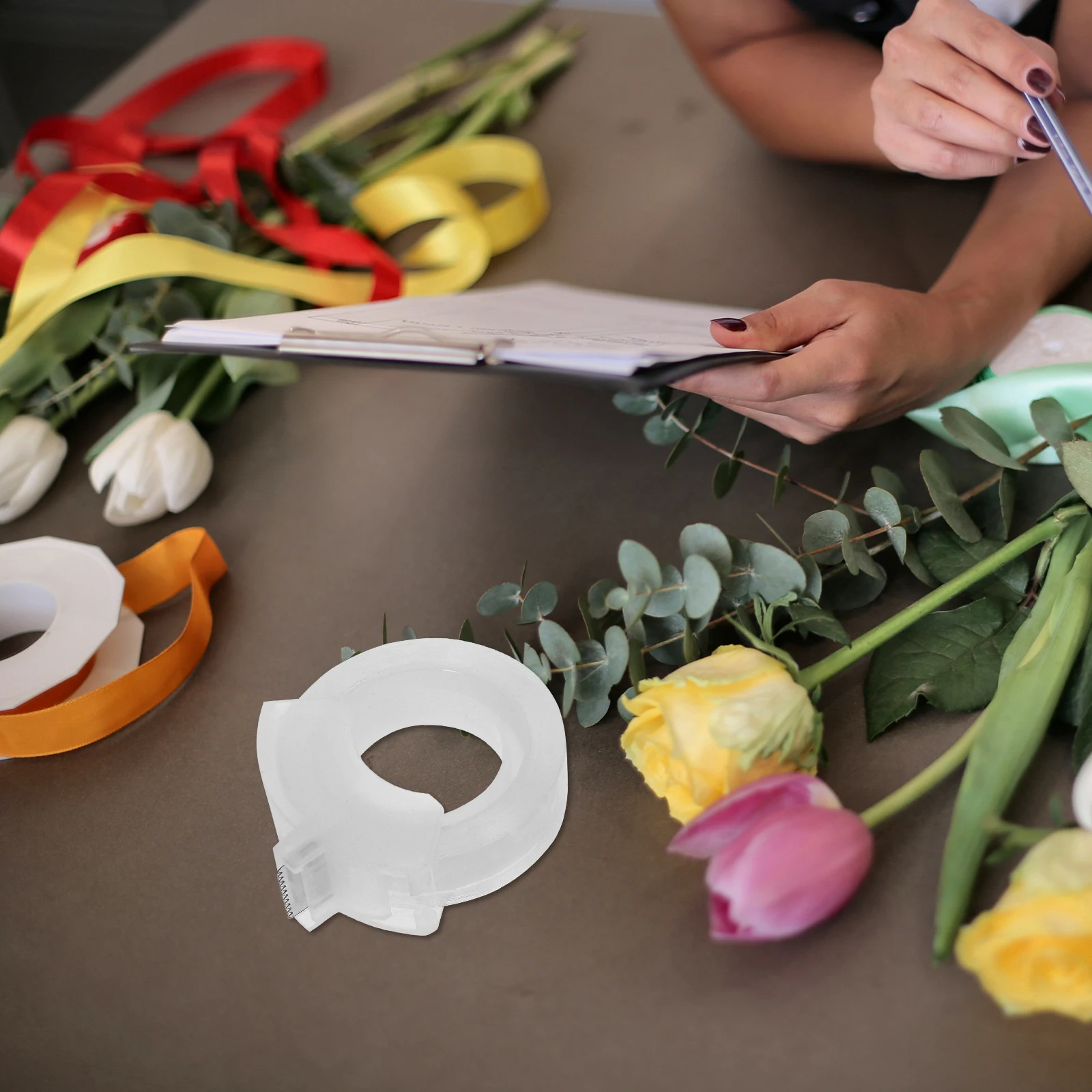 Tape Dispenser Small Desktop Holder Plastic Office Home Reusable Professional Sticker Dispenser Portable Convenient