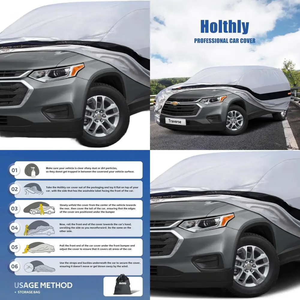 

Custom Waterproof SUV Car Cover for 2009-2024 Chevrolet Traverse, All-Weather Protection, UV Sun & Rain Shield, Silver