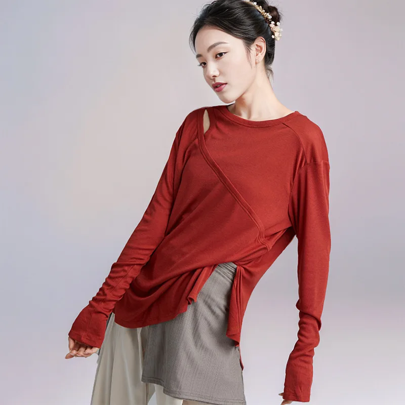 

Женский классический джазовый костюм для современных танцев по индивидуальному заказу, свободный костюм с длинными рукавами и открытыми плечами, топ с разрезом, латинское платье