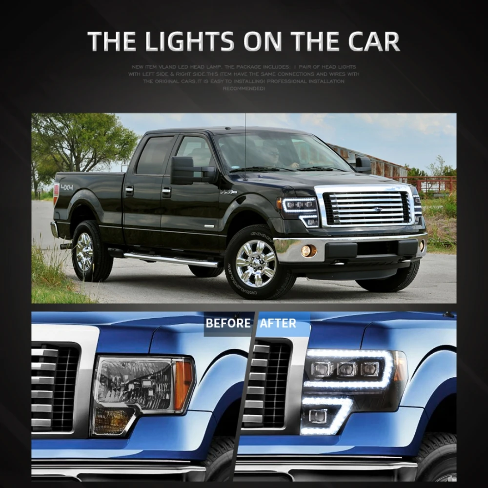 LED Light for car Head Lamp FOR FORD F150 FULL LED HEADLIGHTS 2009-2014 h7 LED h7 Luces LED 12v