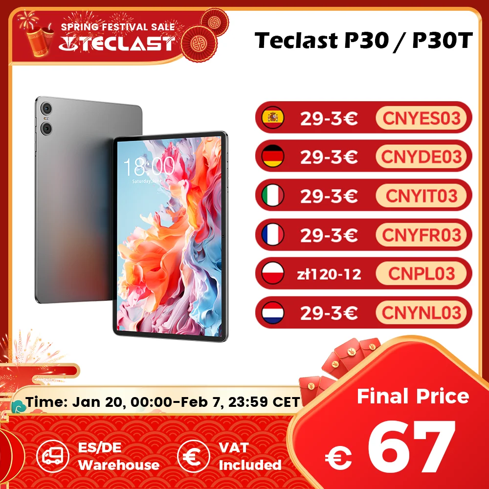 Teclast P 30T Android 14 Tablet, 10.1 Inch Ips, Max 10Gb Ram, 128Gb Rom, 1280X800 Ips, Allwinner