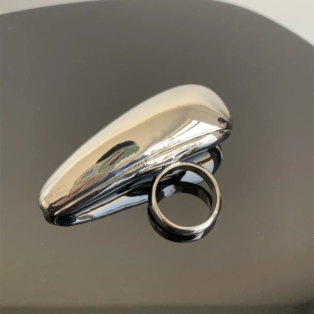 Exaggerated Geometric Gold Sliver Color Large Water Drop Ring Big Luxury Punk Vintage Jewelry 2024 New Trend for Women