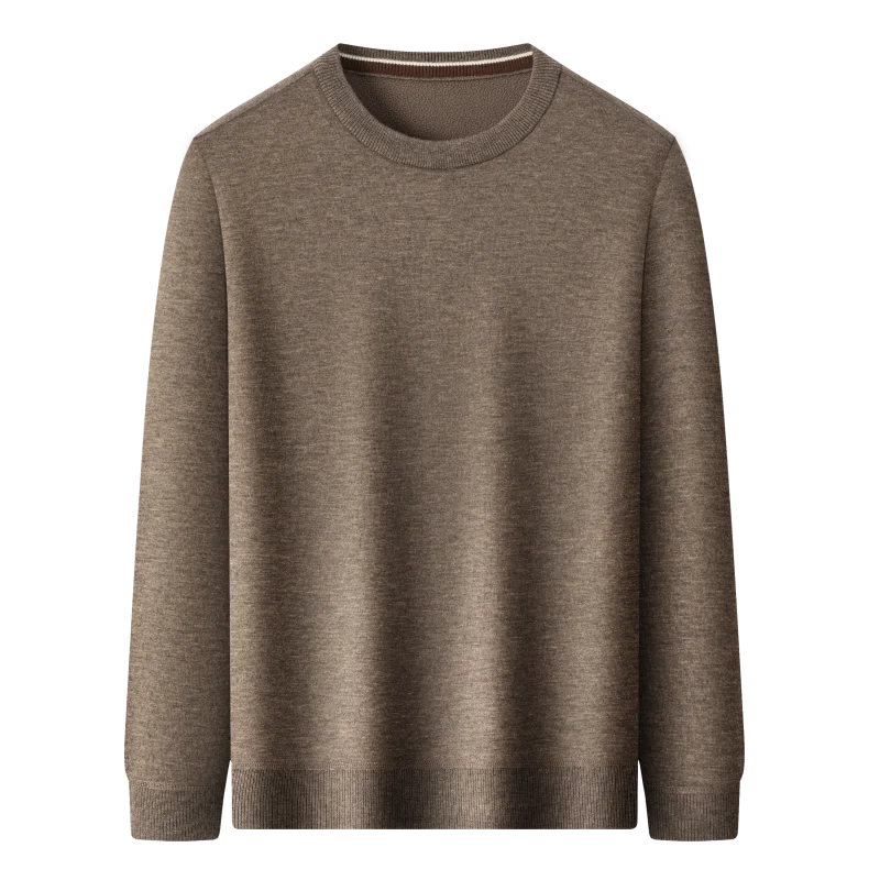 Suéteres masculinos pulôver suéter de lã forrado de lã acolchoado malha jumper base camisa de malha inverno pesado