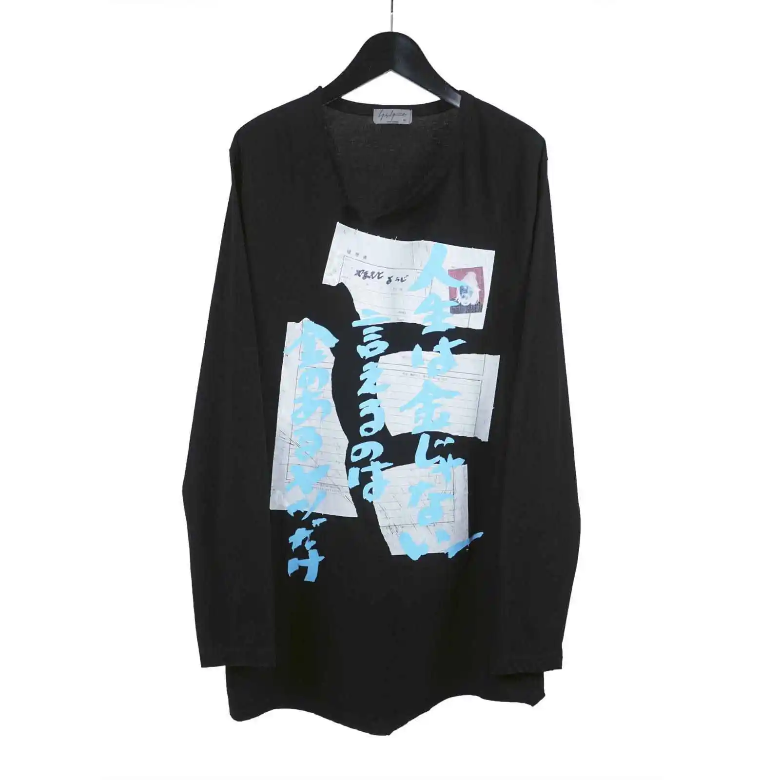 

TOP-YAMAMOTO Japanese original design, dark themed niche black long sleeved round neck fringed T-shirt