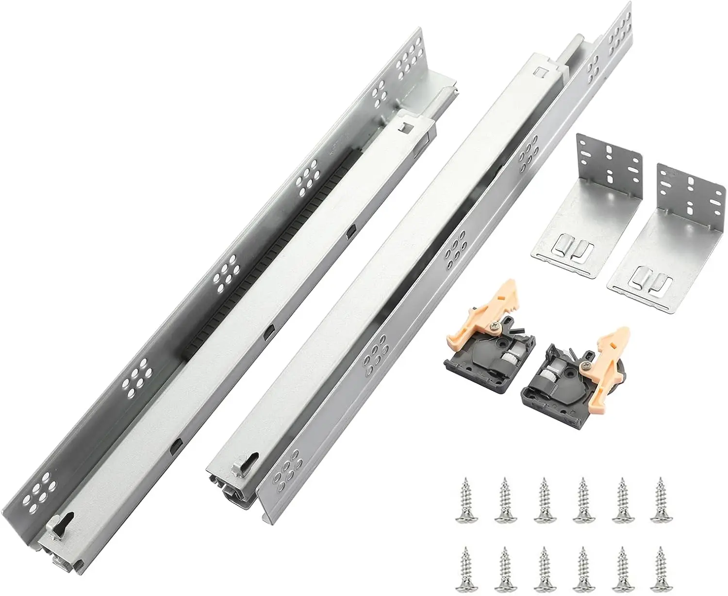 6 Pairs of 21 Inch Undermount Bottom Mount Soft Close Drawer Slides Full Extension 100LB Capacity Drawer Rails Including