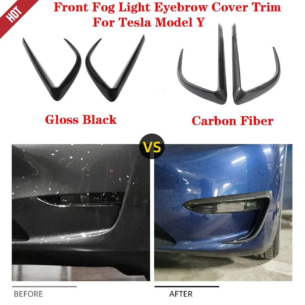 Front Fog Light Eyebrow Cover For Tesla Model Y  Frame Eyebrow Eyelid ABS Sticker Protection Bumper ABS Car Accessories