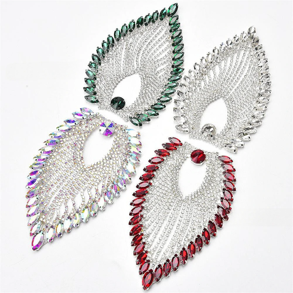 Sparkling Diamond Applique MotifsRhinestones Shoulder Badge Brooches Sew On Rhinestone Patches Shoes Bags Decoration