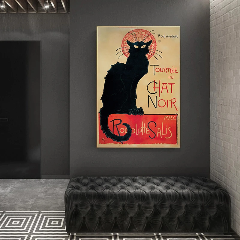 Canvas Painting The Black Cat Tournee Du Chat Noir Le Chat Noir Poster Print Wall Art Picture for Living Room Home Decor Gift