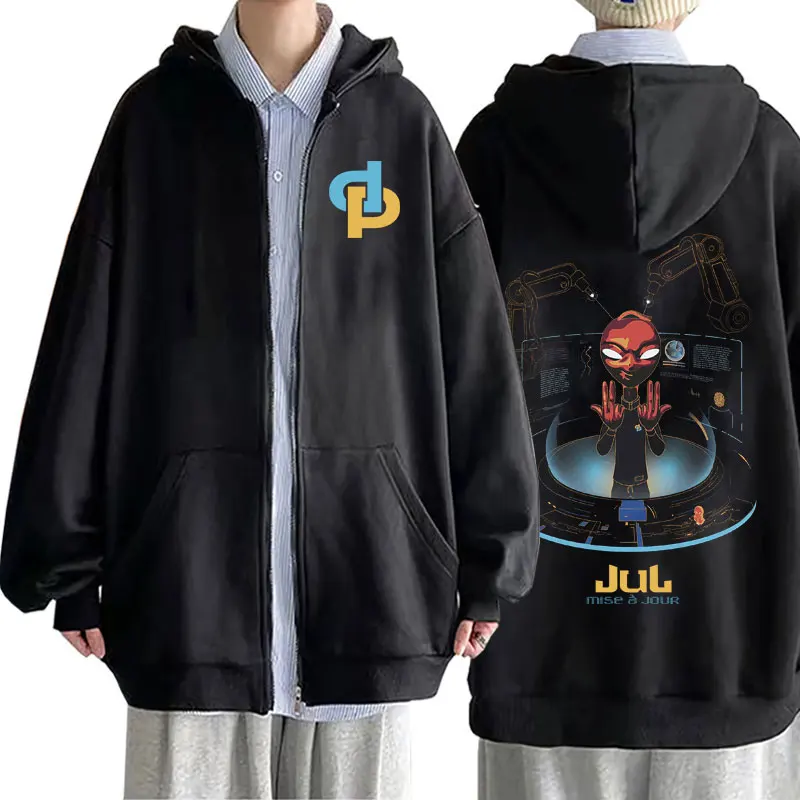 

Rapper Jul Music Album Mise A Jour Graphic Zipper Hoodie Unisex Fashion Trend Hoodies Men Women Hip Hop Oversized Zip Up Jacket