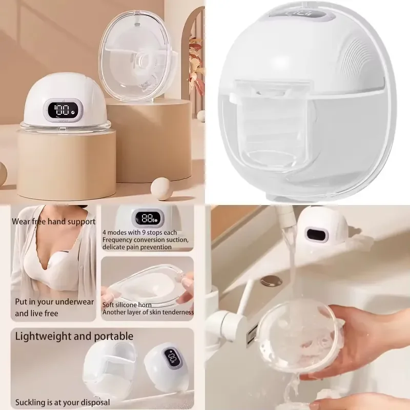 BPA Free 4 Mode 9 Level LCD Monitor Wireless Portable Smart Hands-Free Breast Pump