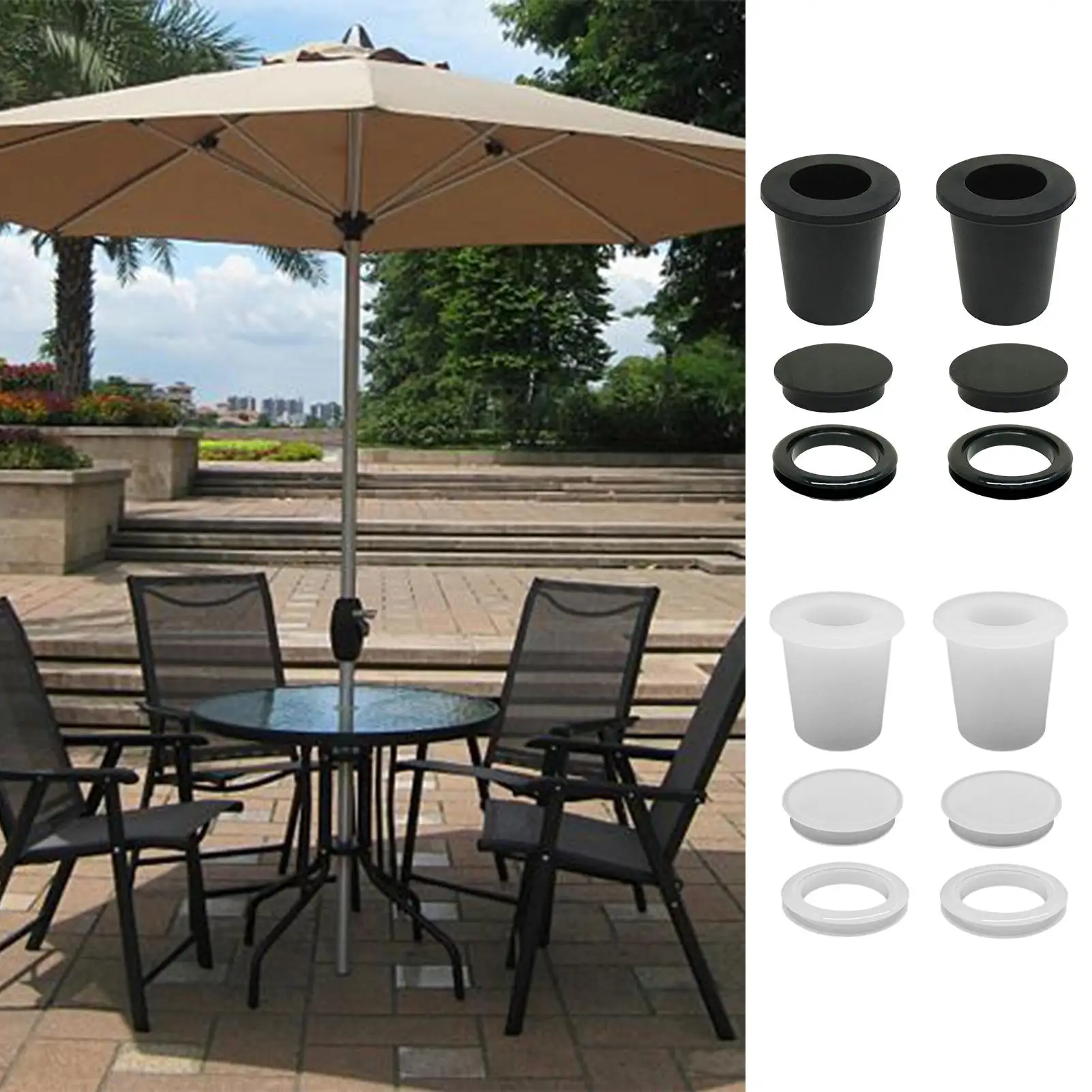 Outdoor Table Umbrella Hole Ring 6 Pieces Umbrella Hole Cover Fits 2-2.5in Desk Hole Parasol Replacement Parts For Beach Coffee