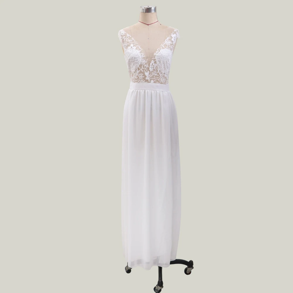 

New Fashionable Hot Sale Womens Dress Skirt Polyester Sleeveless Slight Strech Solid Color Wedding Chiffon Dress