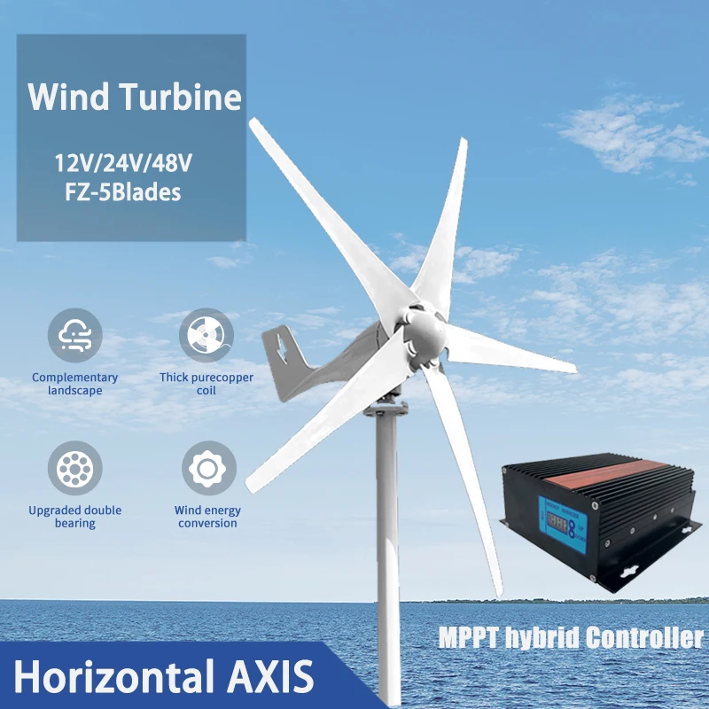 6000w Wind Turbine Generator Windmill 12v 24v Low Noise High Efficiency Free Energy Power Generator With MPPT Controller