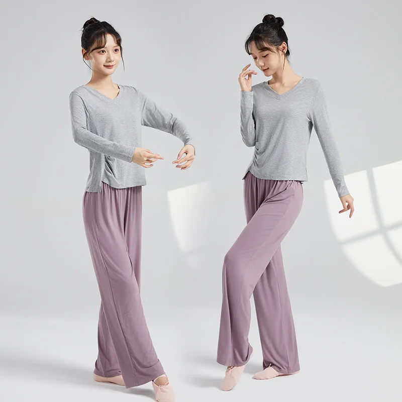 ملابس تدريب الجسم الحديثة الجديدة، قمم، ملابس الرقص الكلاسيكية، سراويل ممارسة الرقص، التدريب الأساسي الفضفاض للسيدات