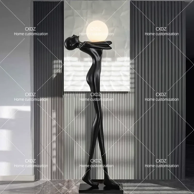 FRP Abstract Figure Sculpture Floor Standing Ornament for Hotel Lobby Model Room Sales Center Creative Art Decoration